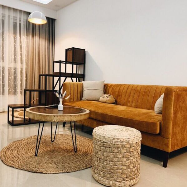 Bàn sofa gỗ me tây nguyên tấm đơn giản