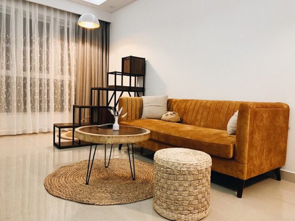 Bàn sofa gỗ me tây nguyên tấm đơn giản